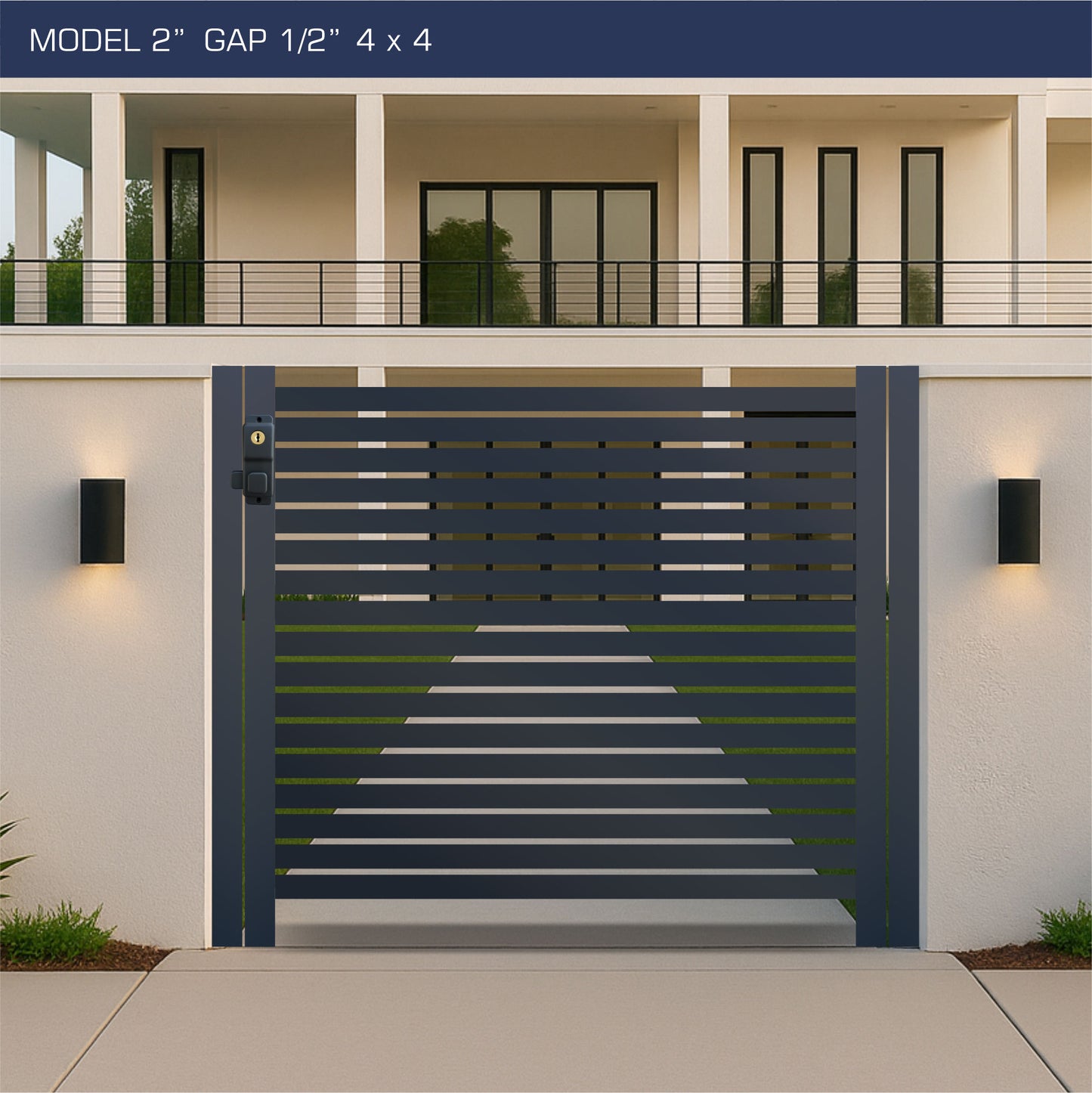 Gate - Aluminum Horizontal Fences - 2" Slat Design