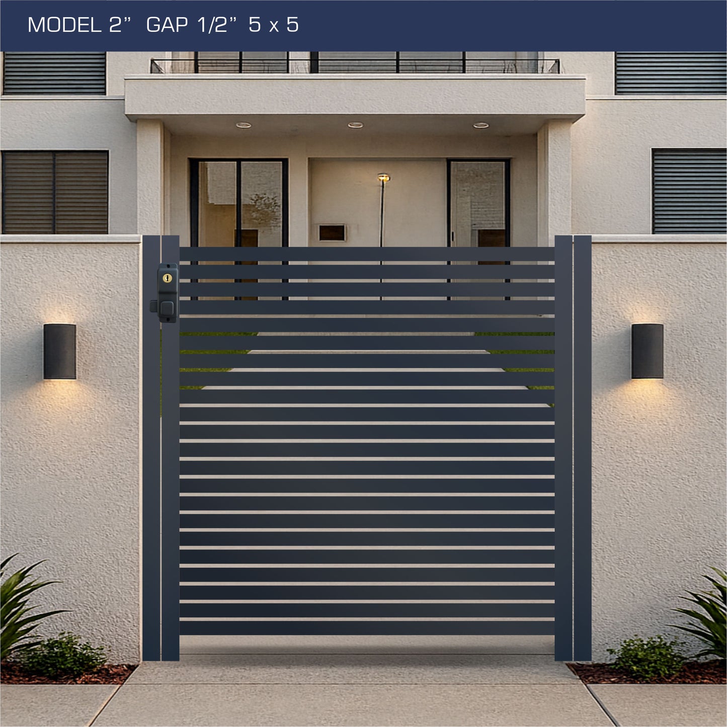 Gate - Aluminum Horizontal Fences - 2" Slat Design