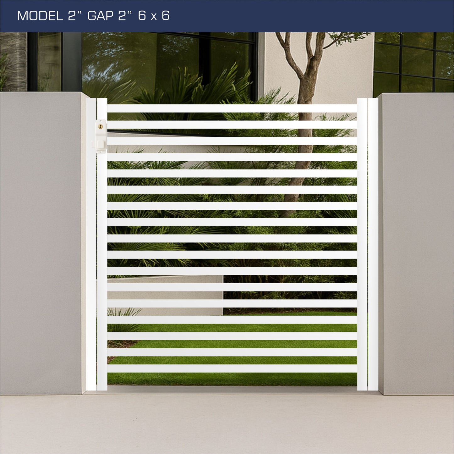 Gate - Aluminum Horizontal Fences - 2" Slat Design