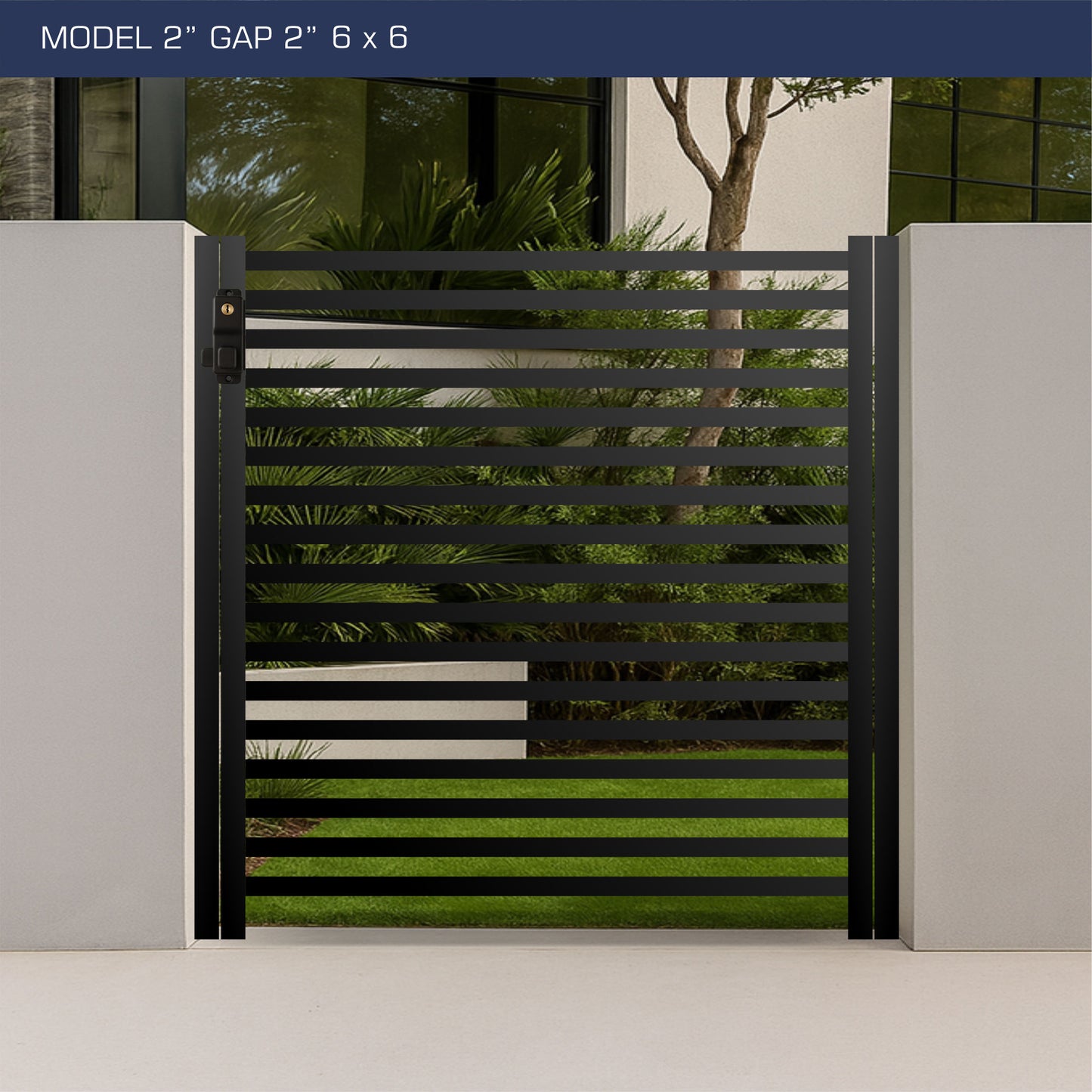 Gate - Aluminum Horizontal Fences - 2" Slat Design