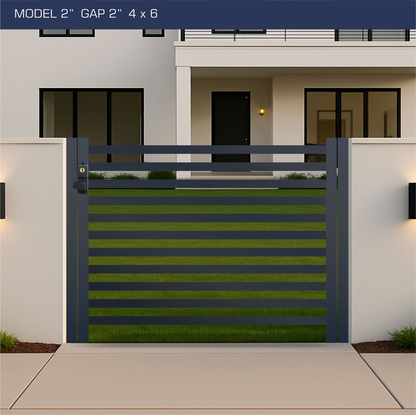 Gate - Aluminum Horizontal Fences - 2" Slat Design