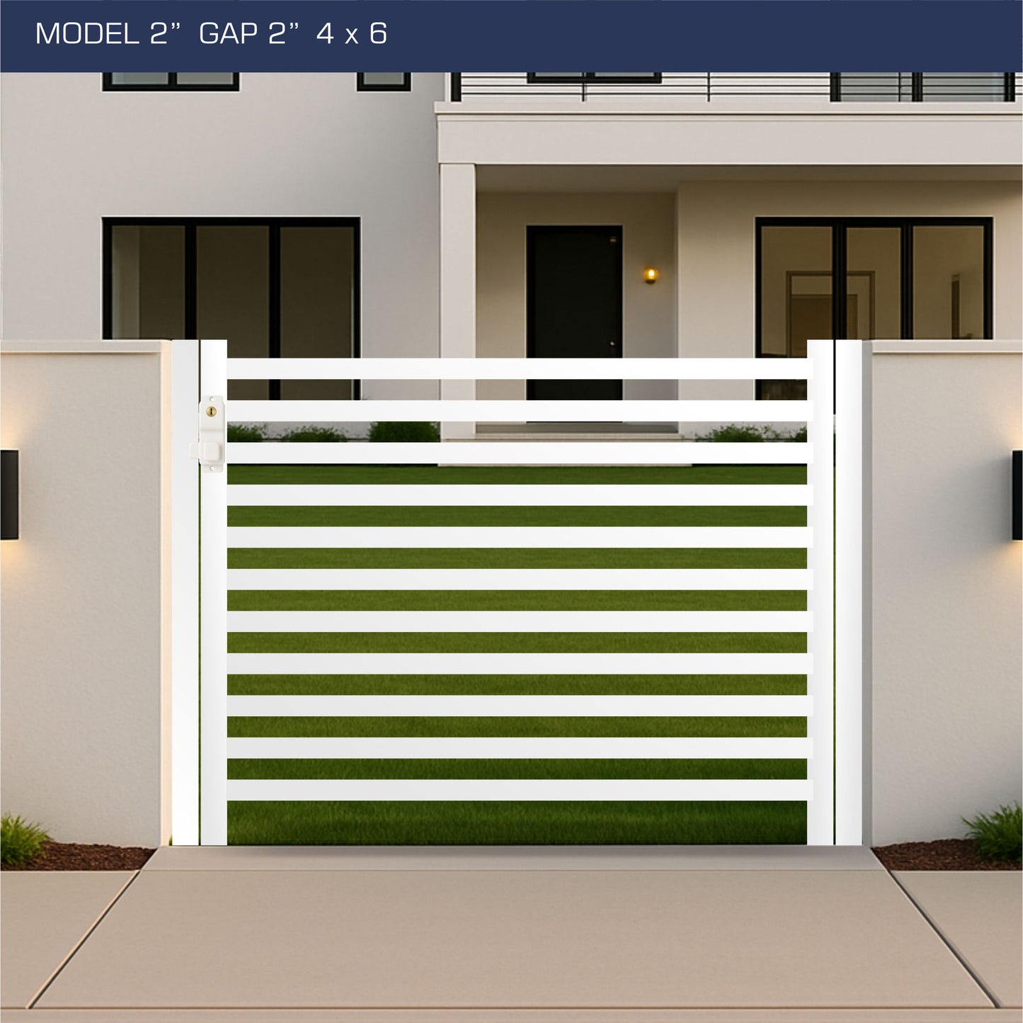 Gate - Aluminum Horizontal Fences - 2" Slat Design