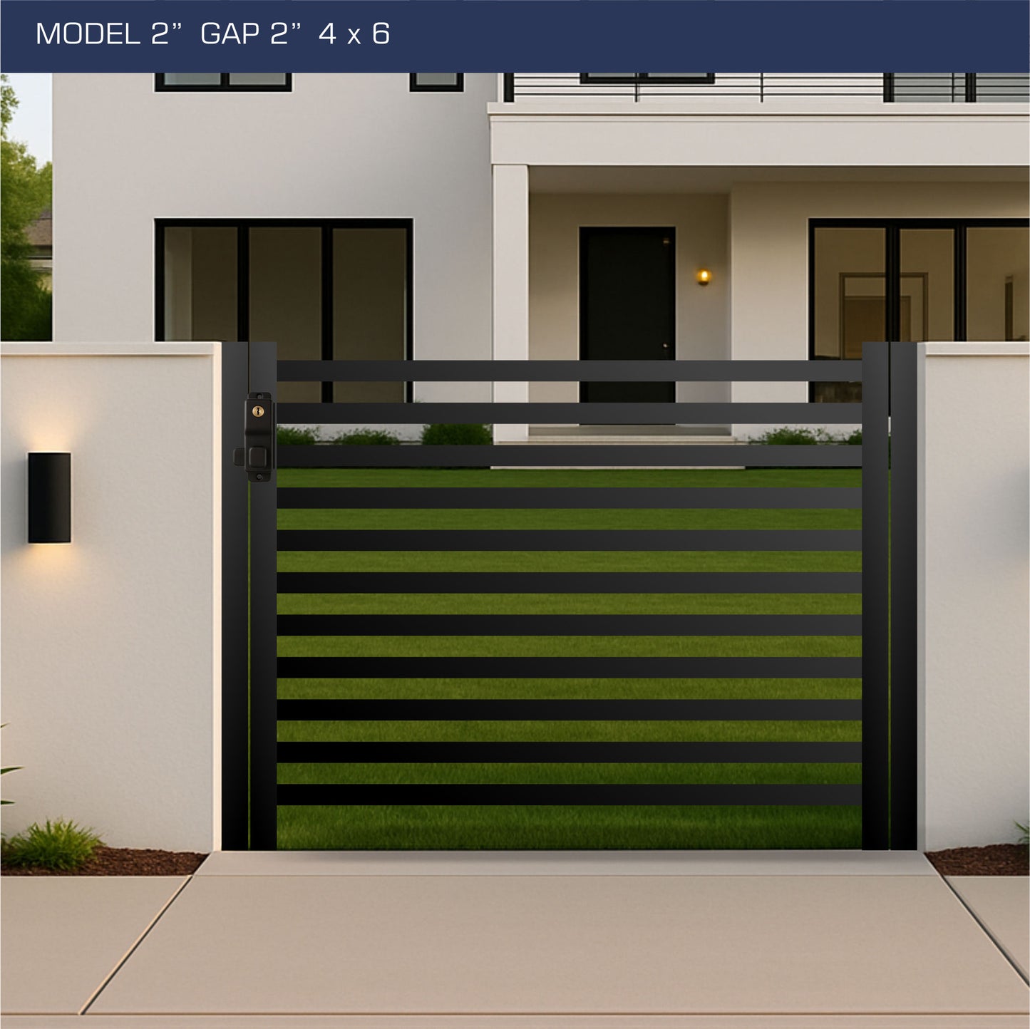 Gate - Aluminum Horizontal Fences - 2" Slat Design