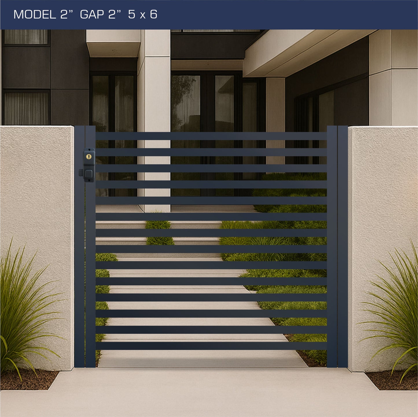 Gate - Aluminum Horizontal Fences - 2" Slat Design