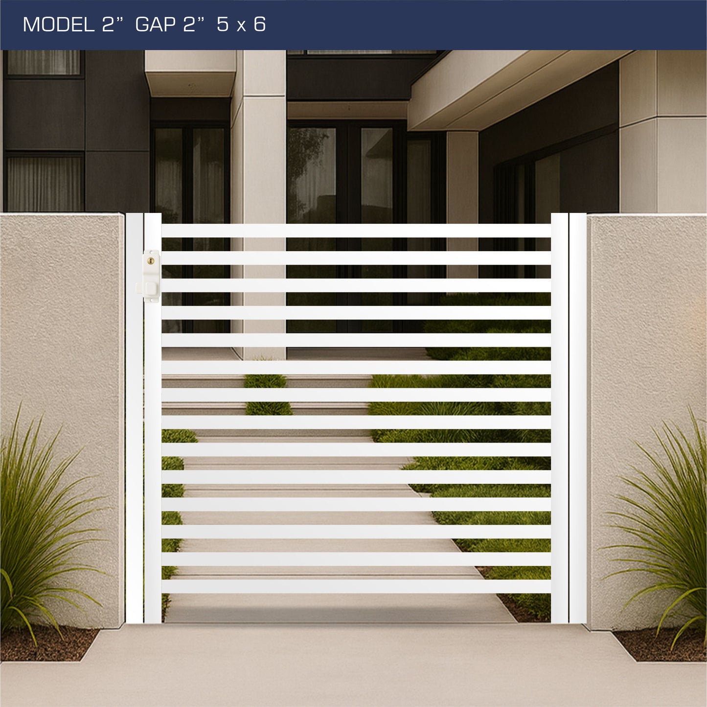 Gate - Aluminum Horizontal Fences - 2" Slat Design