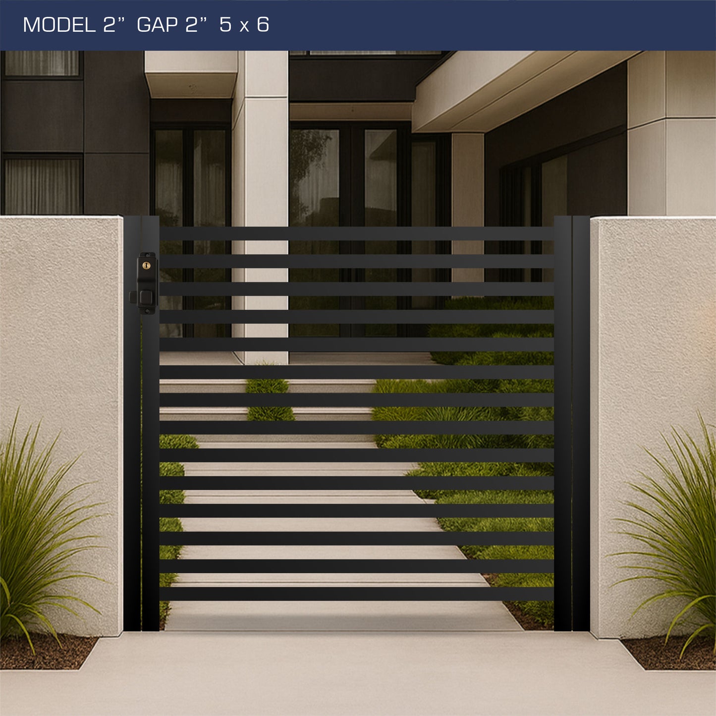 Gate - Aluminum Horizontal Fences - 2" Slat Design