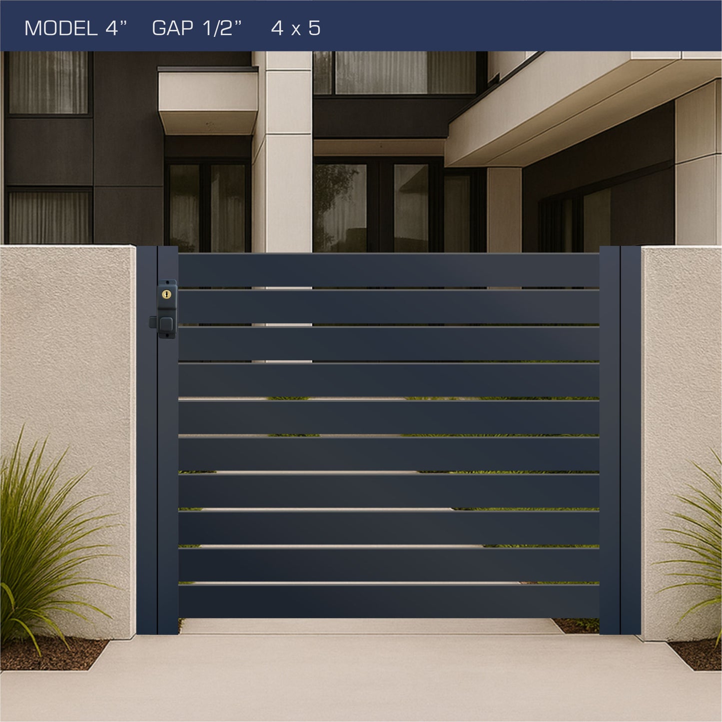 Gate - Aluminum Horizontal Fences - 4" Slat Design