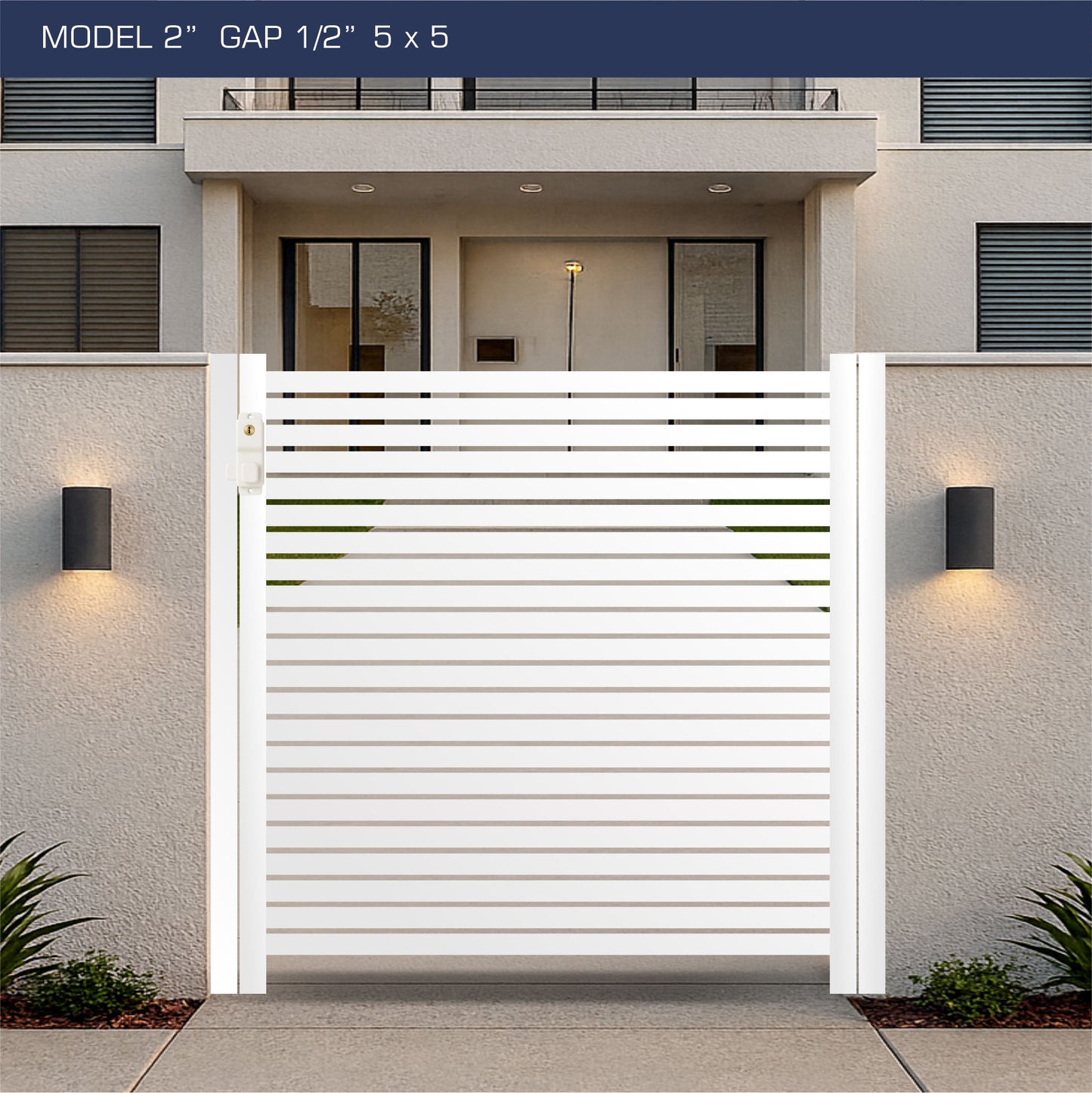 Gate - Aluminum Horizontal Fences - 2" Slat Design