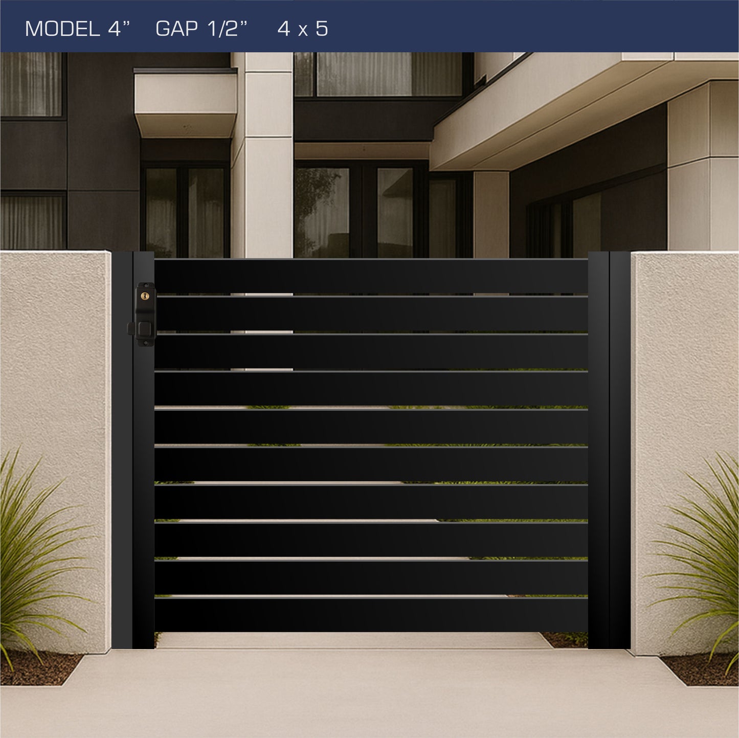 Gate - Aluminum Horizontal Fences - 4" Slat Design