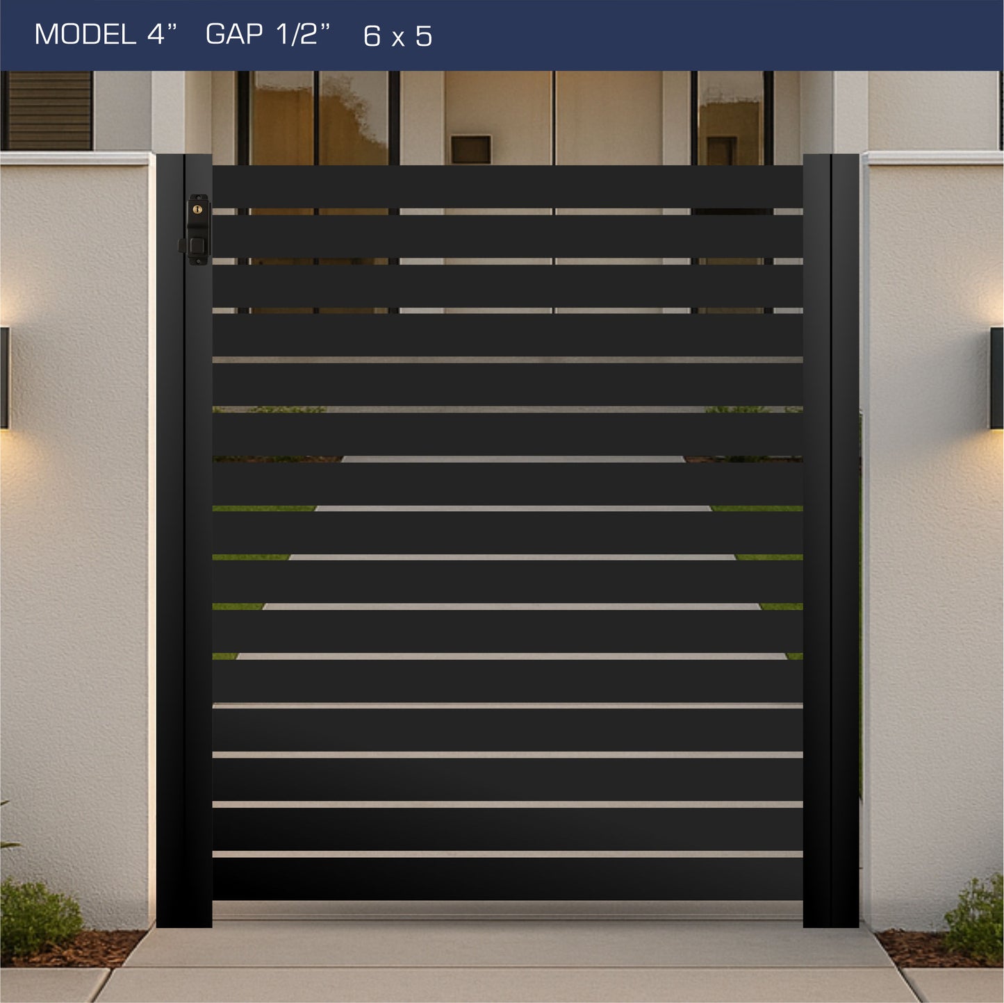 Gate - Aluminum Horizontal Fences - 4" Slat Design