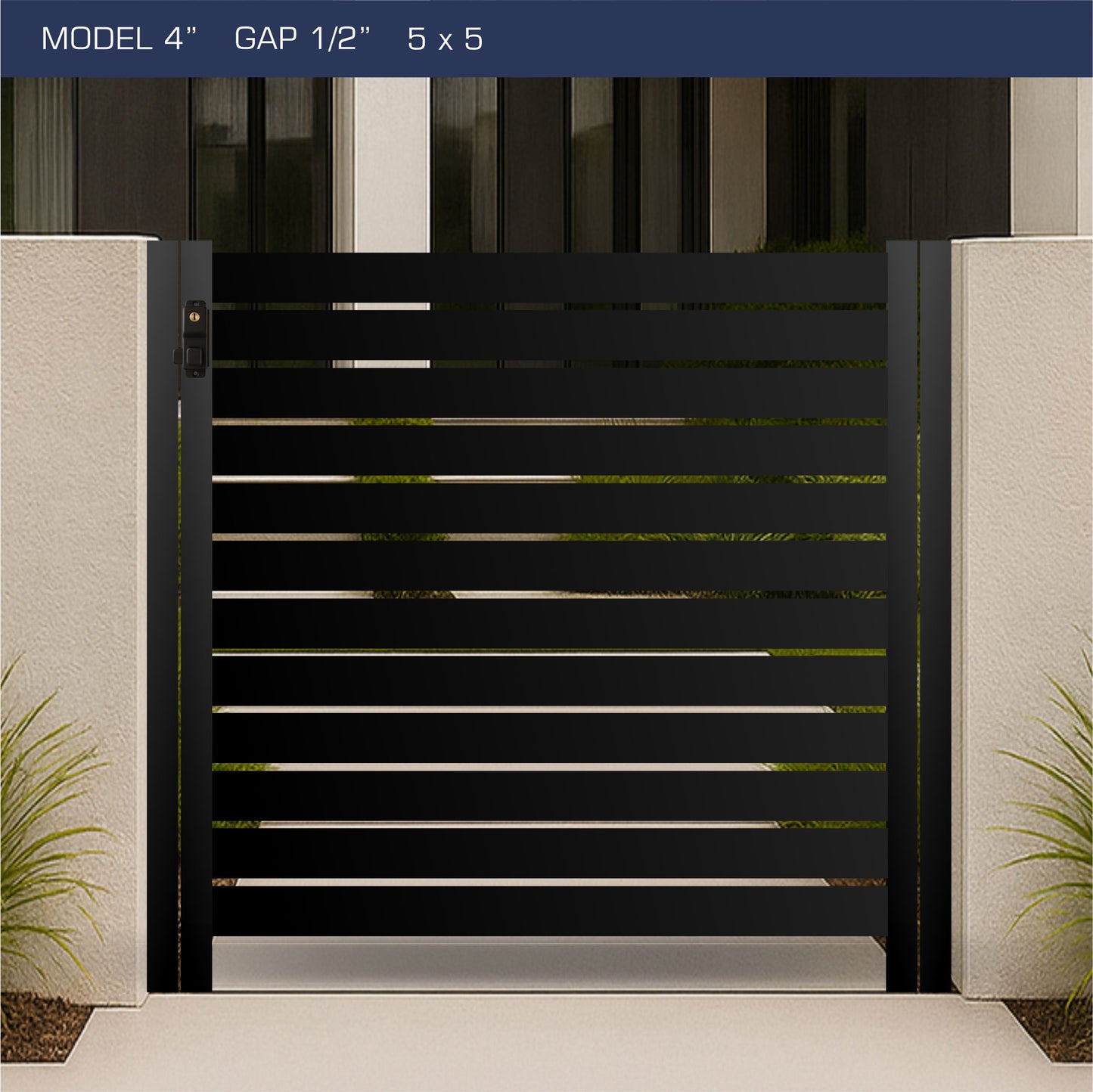 Gate - Aluminum Horizontal Fences - 4" Slat Design