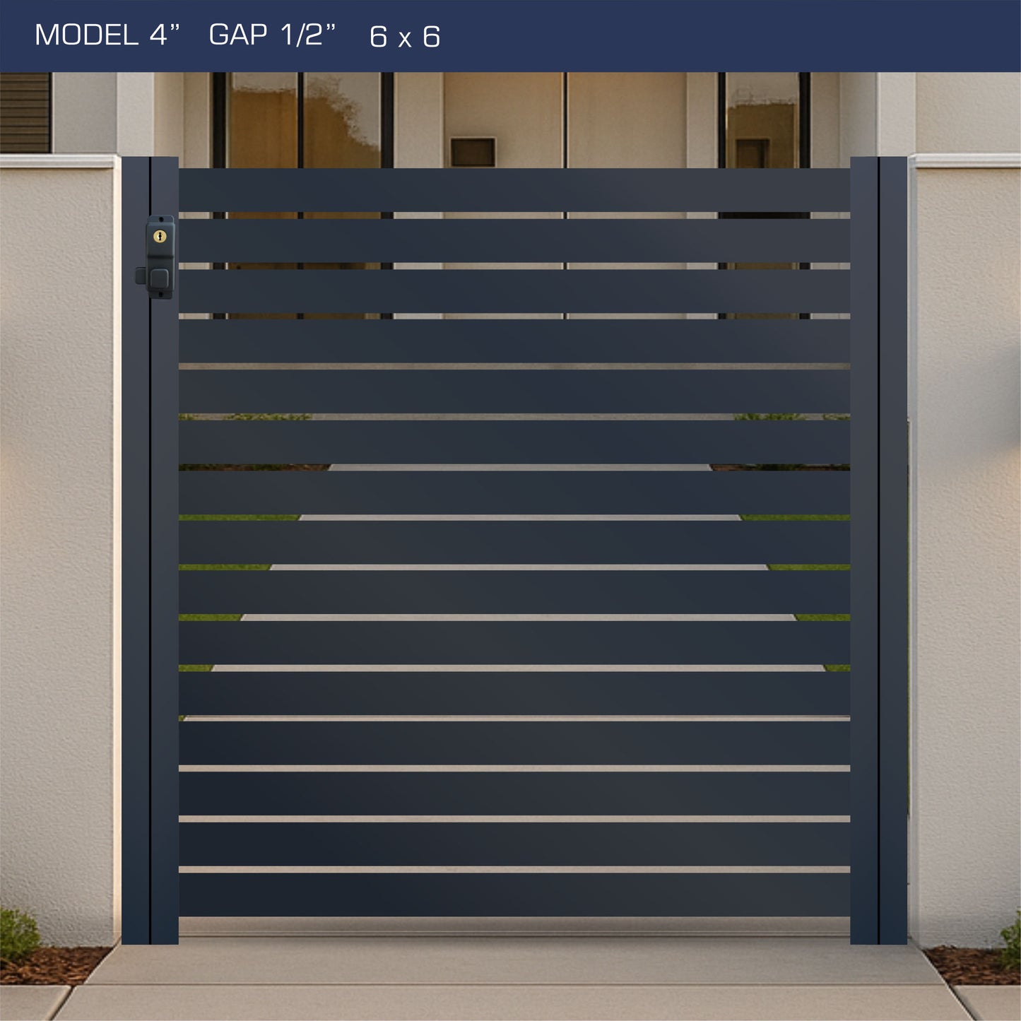 Gate - Aluminum Horizontal Fences - 4" Slat Design
