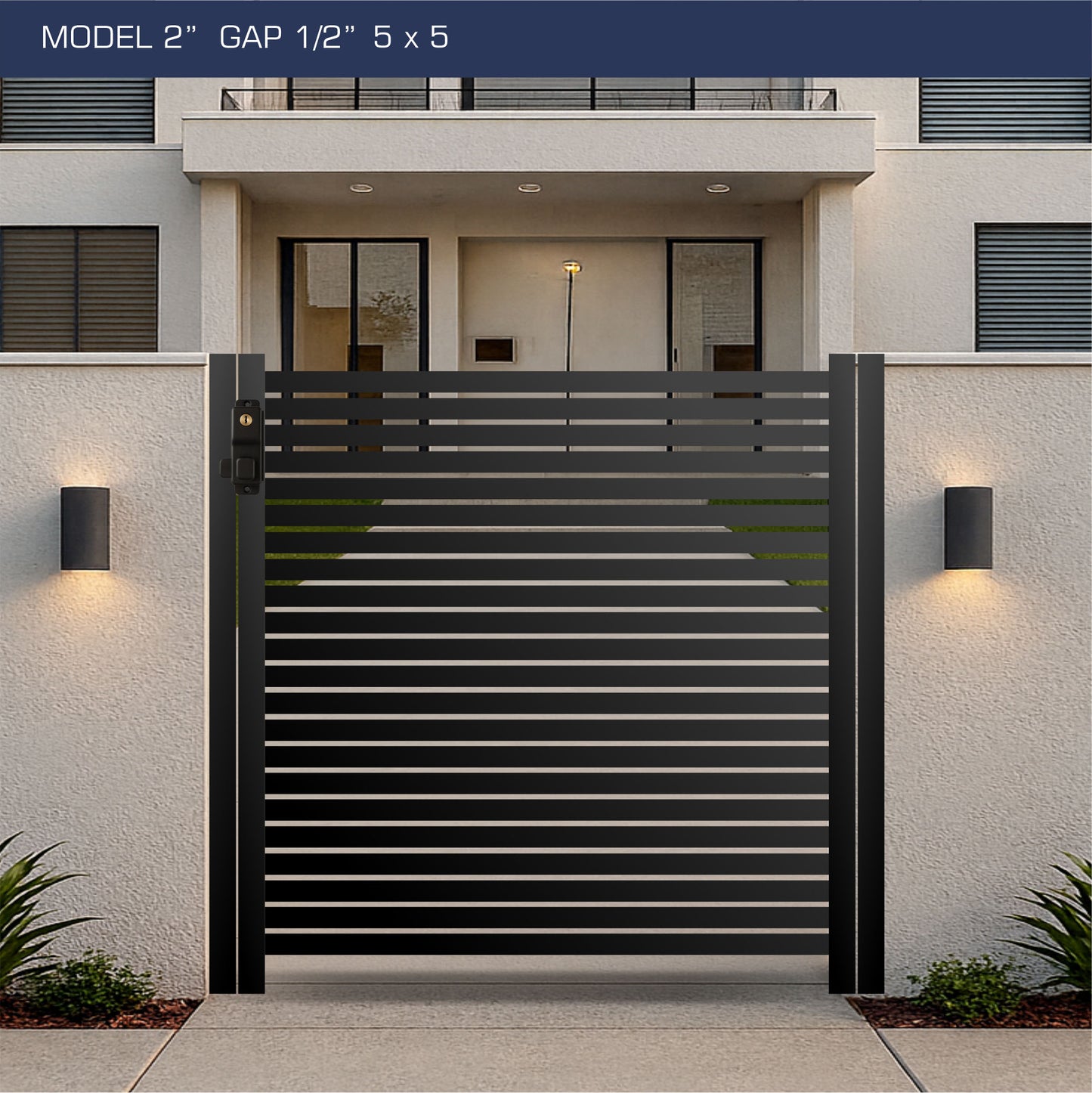 Gate - Aluminum Horizontal Fences - 2" Slat Design