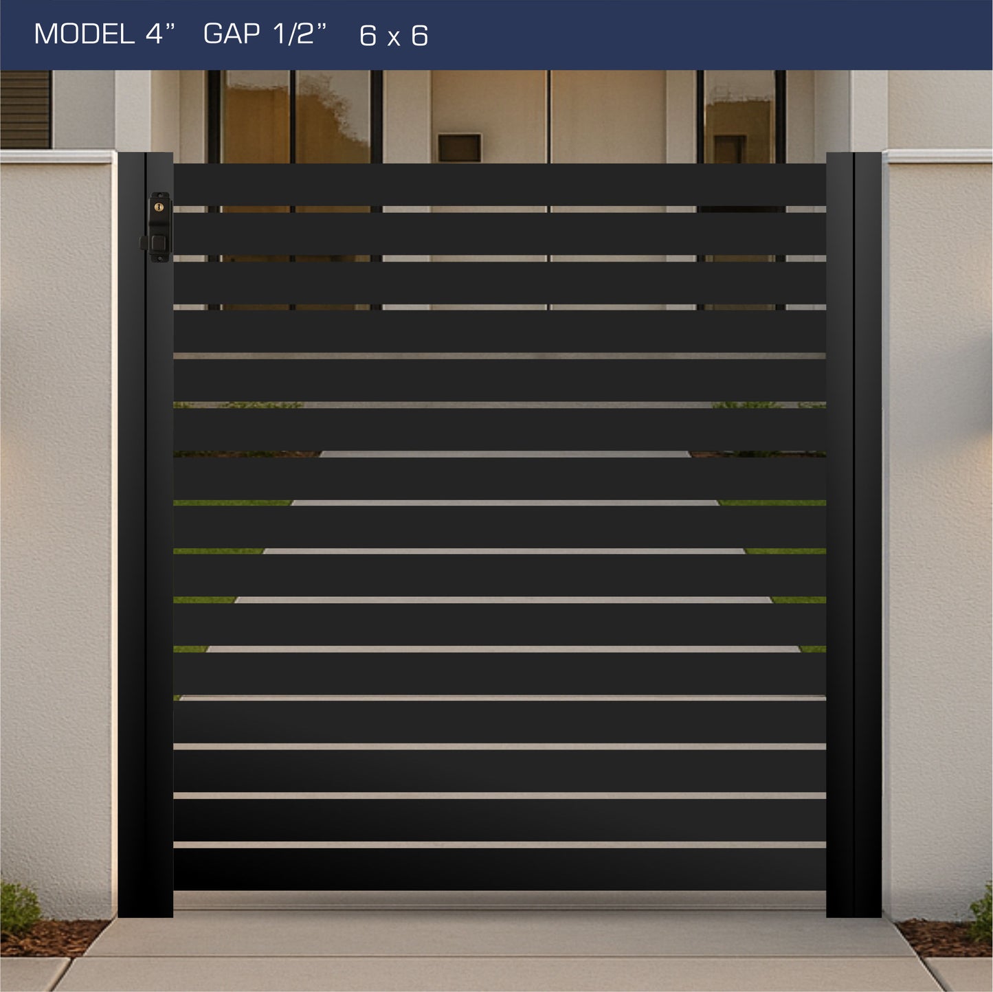 Gate - Aluminum Horizontal Fences - 4" Slat Design