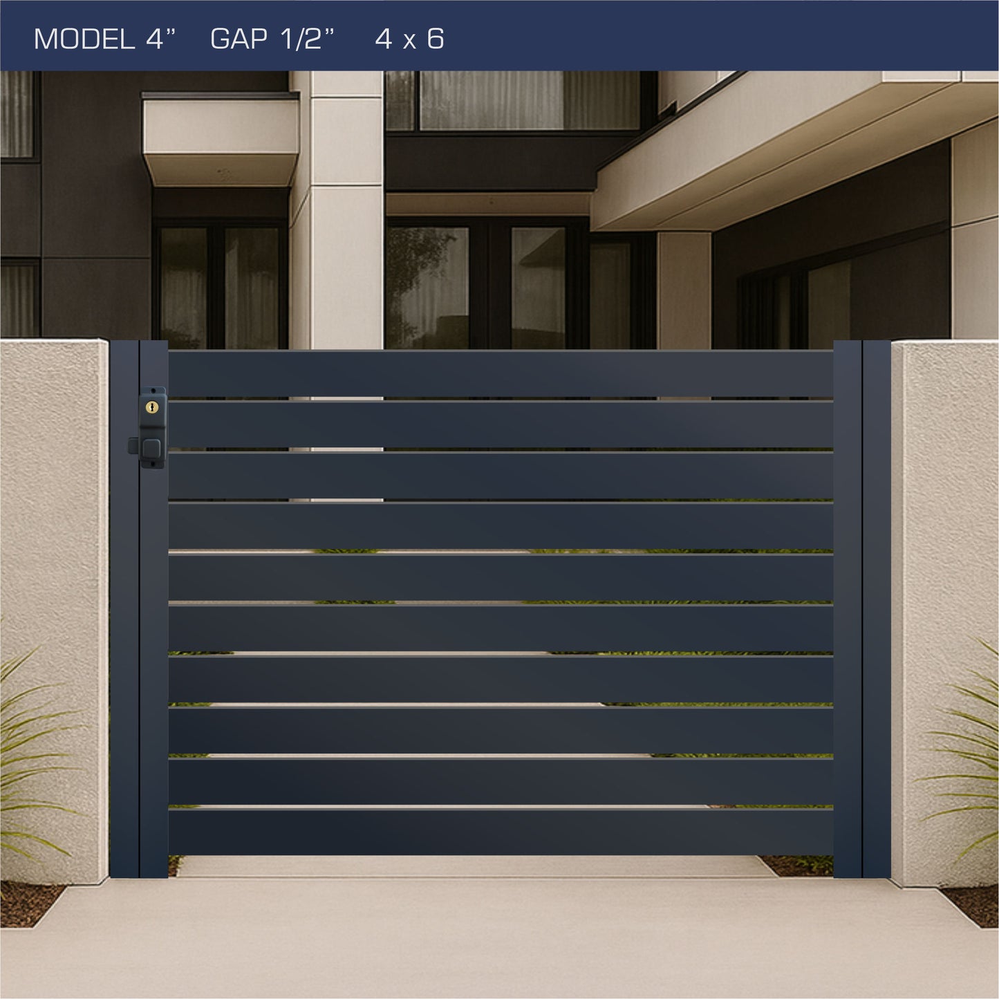 Gate - Aluminum Horizontal Fences - 4" Slat Design