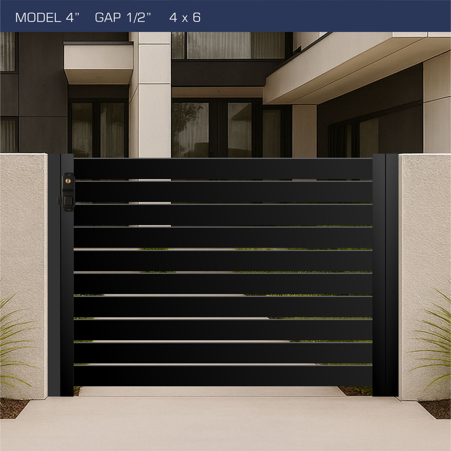 Gate - Aluminum Horizontal Fences - 4" Slat Design