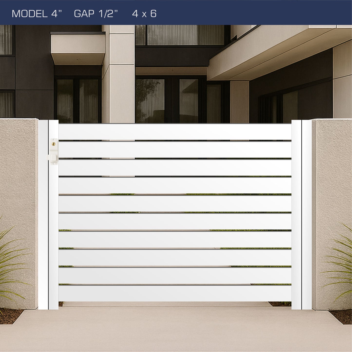 Gate - Aluminum Horizontal Fences - 4" Slat Design