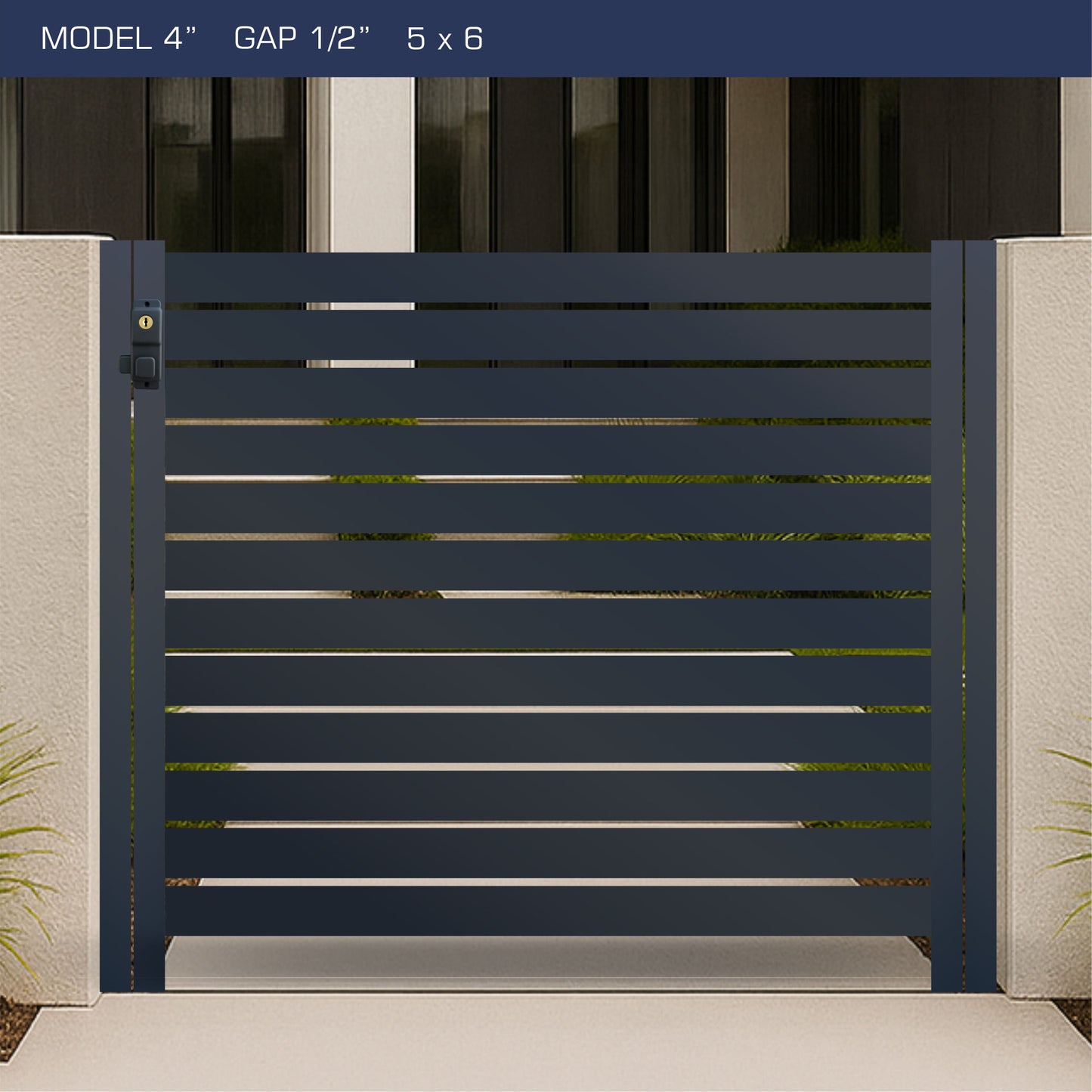 Gate - Aluminum Horizontal Fences - 4" Slat Design
