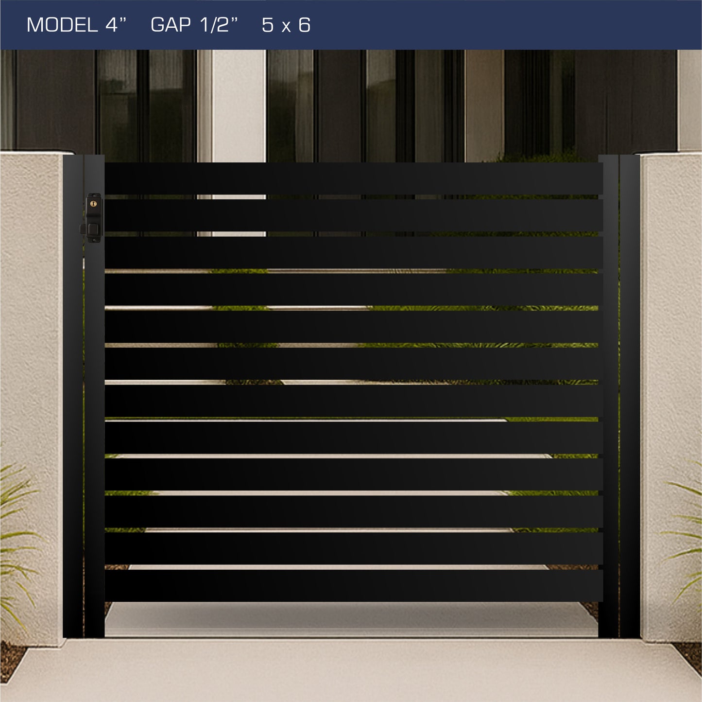 Gate - Aluminum Horizontal Fences - 4" Slat Design