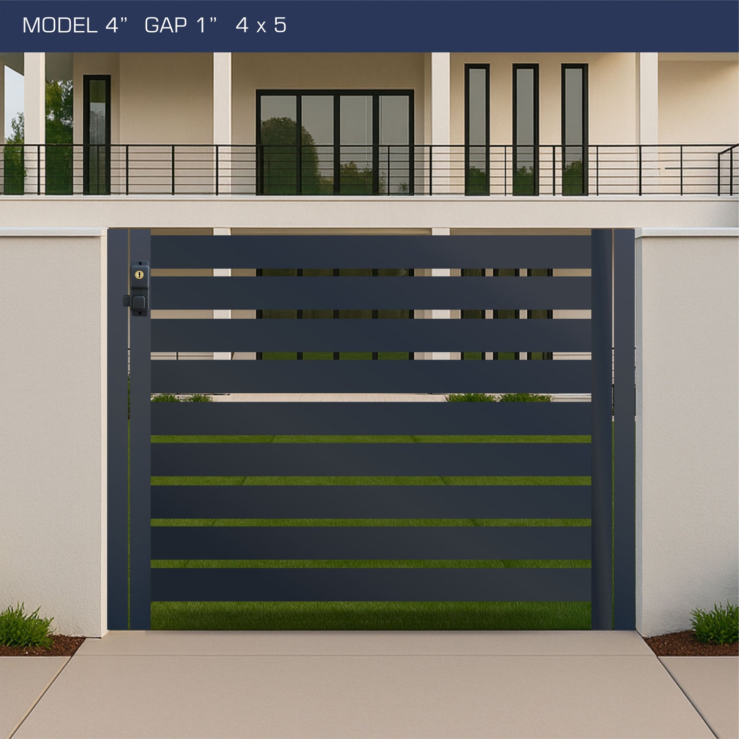 Gate - Aluminum Horizontal Fences - 4" Slat Design
