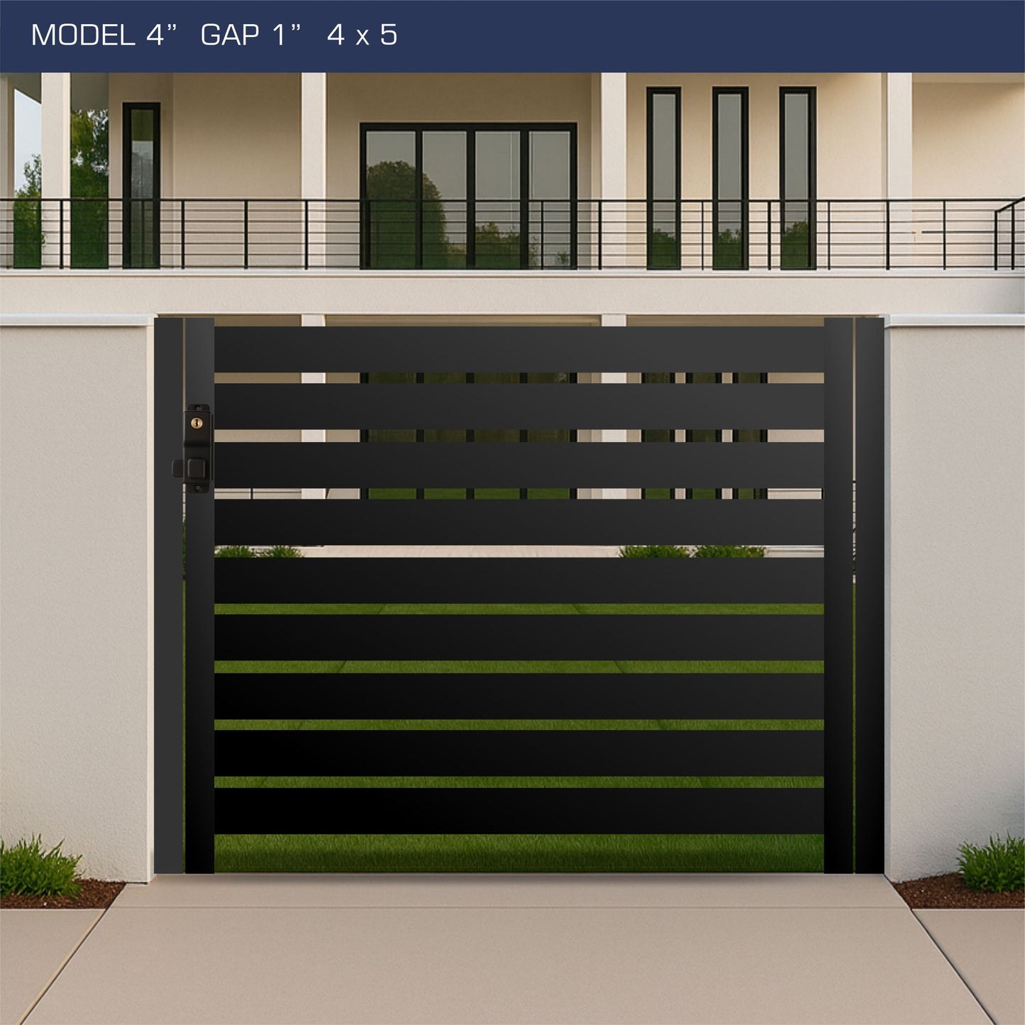 Gate - Aluminum Horizontal Fences - 4" Slat Design