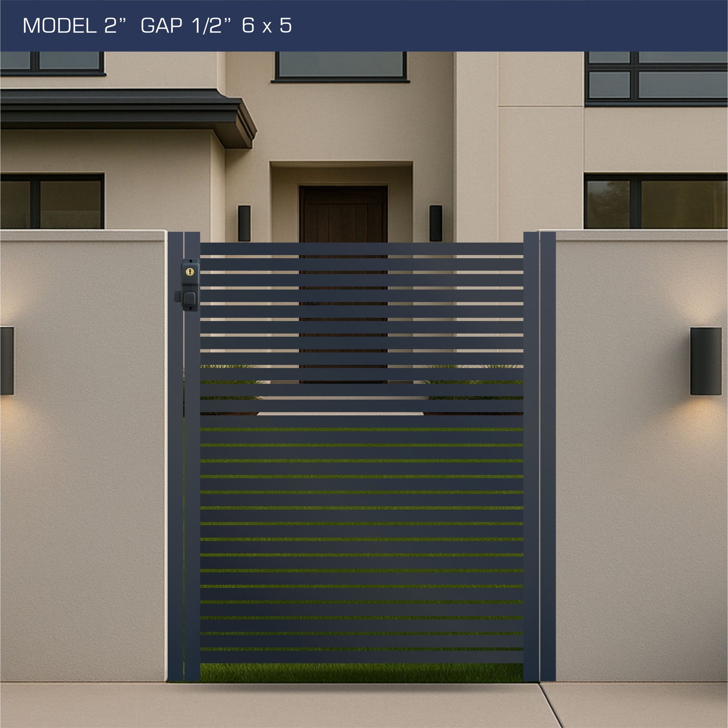 Gate - Aluminum Horizontal Fences - 2" Slat Design