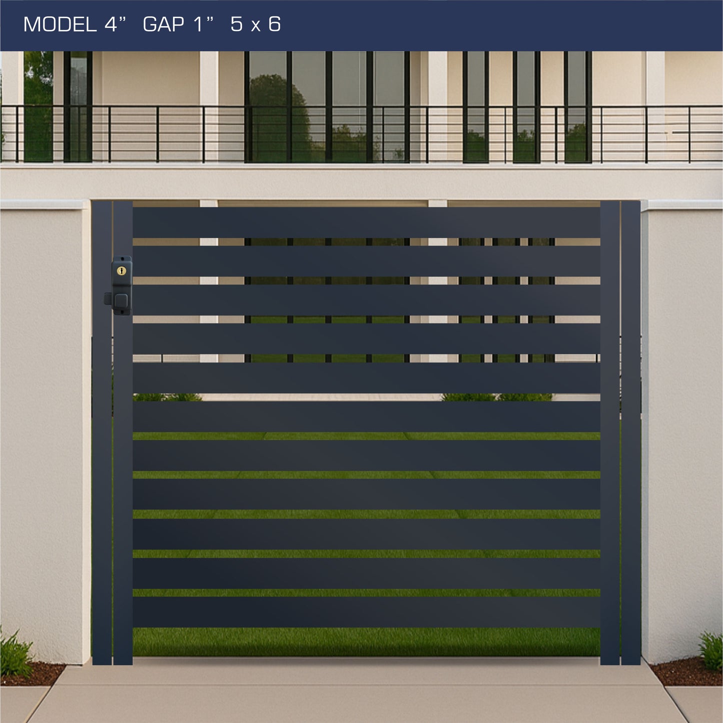 Gate - Aluminum Horizontal Fences - 4" Slat Design