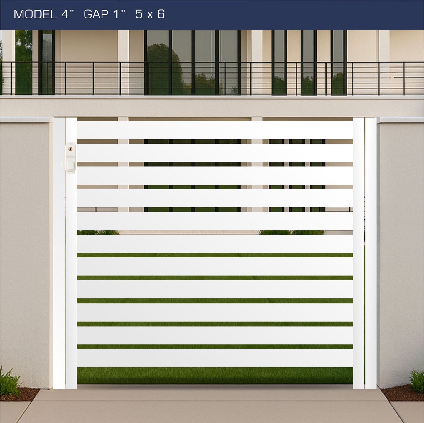 Gate - Aluminum Horizontal Fences - 4" Slat Design