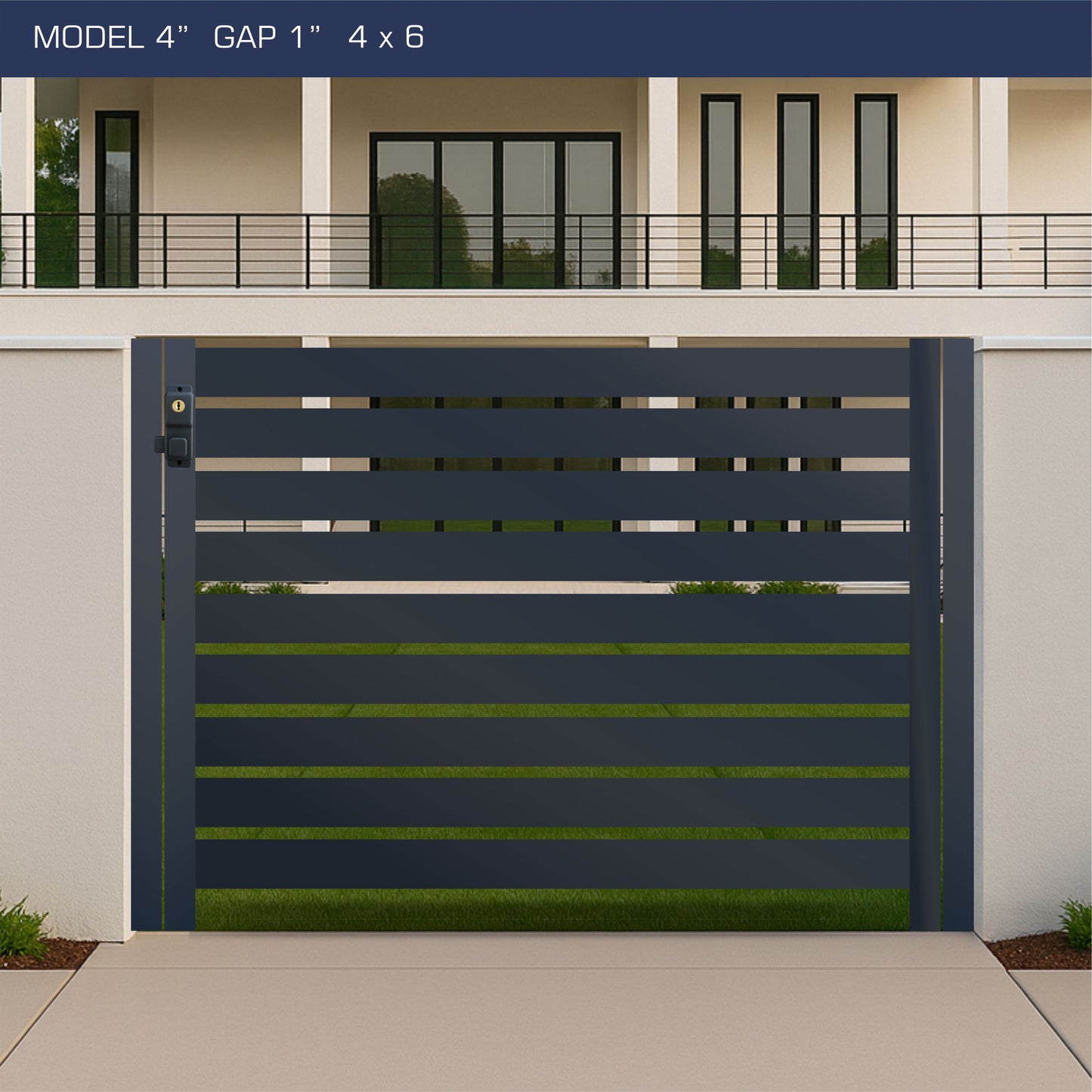 Gate - Aluminum Horizontal Fences - 4" Slat Design