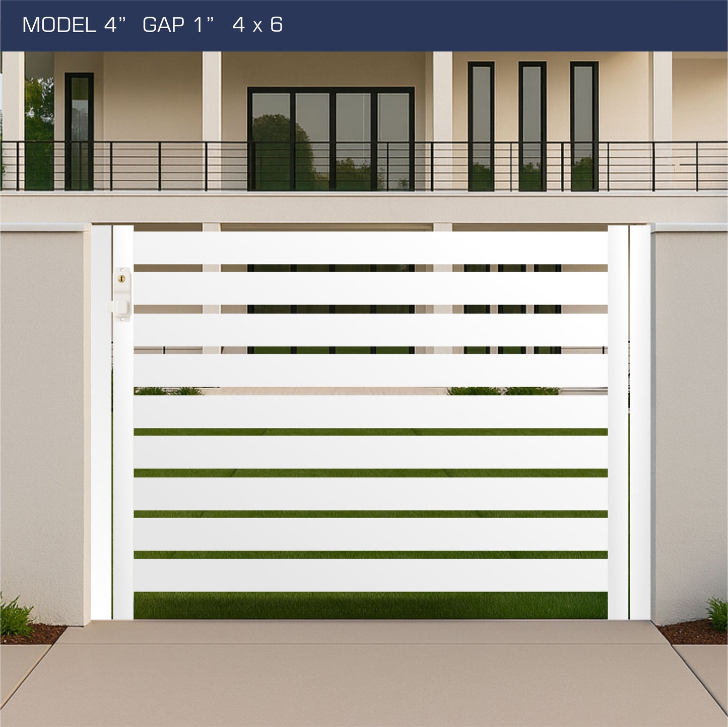 Gate - Aluminum Horizontal Fences - 4" Slat Design