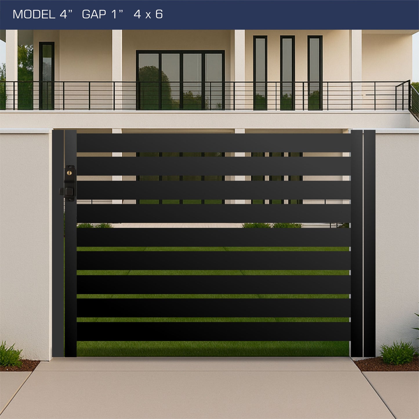 Gate - Aluminum Horizontal Fences - 4" Slat Design