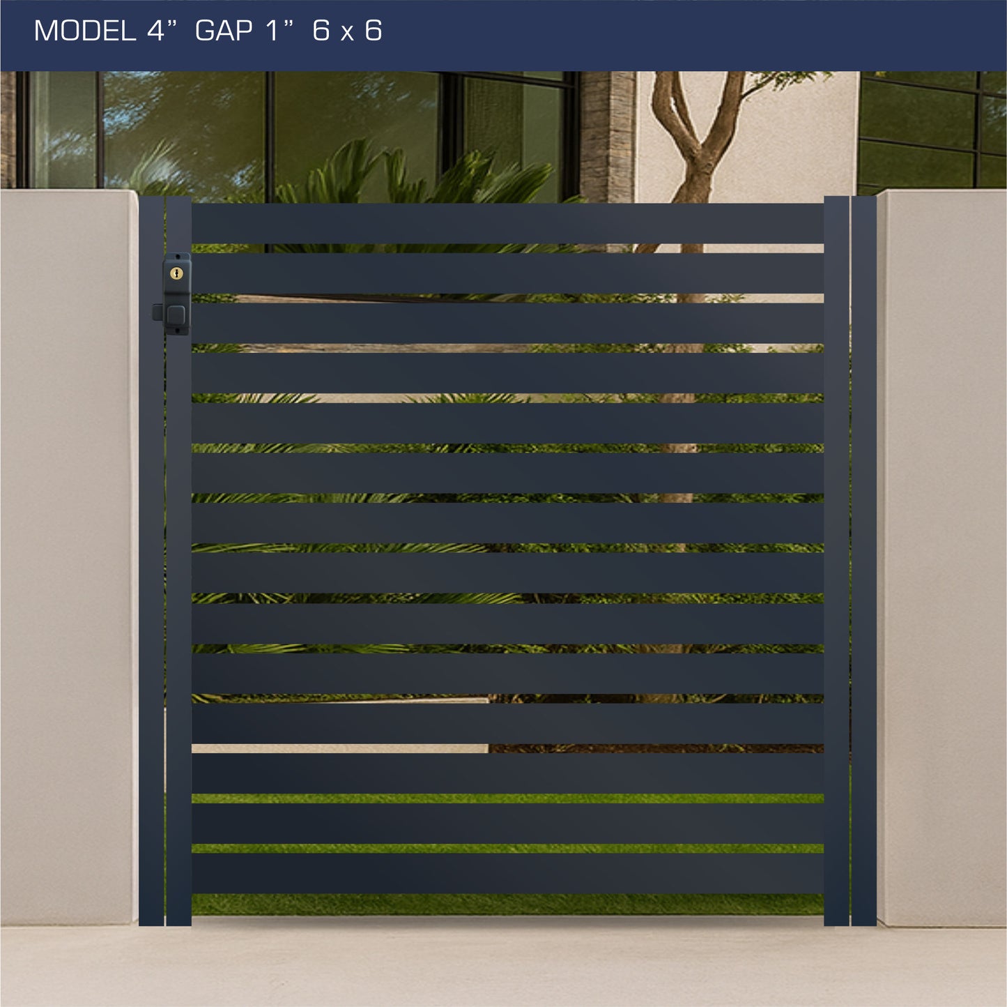 Gate - Aluminum Horizontal Fences - 4" Slat Design