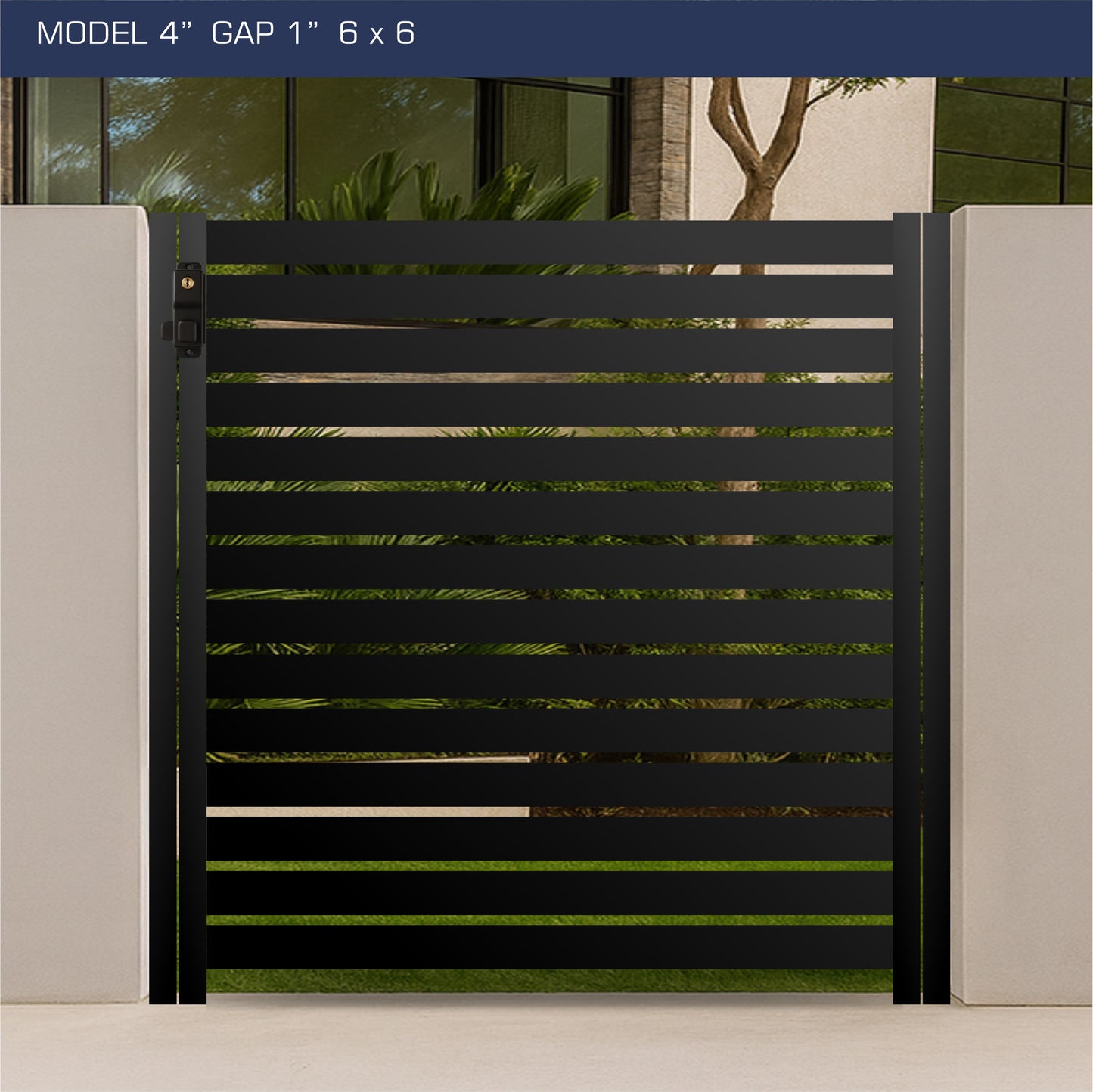 Gate - Aluminum Horizontal Fences - 4" Slat Design