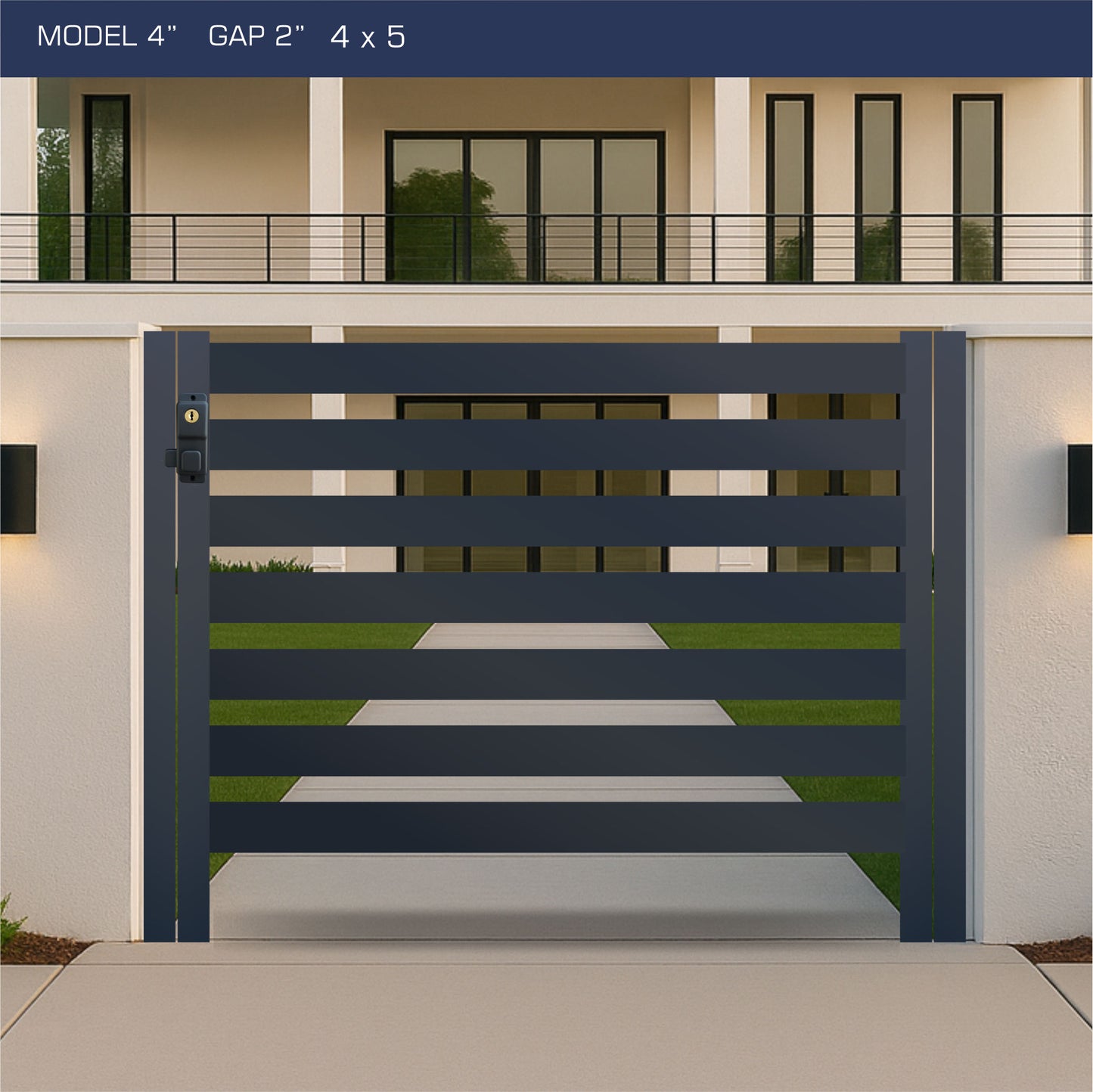 Gate - Aluminum Horizontal Fences - 4" Slat Design