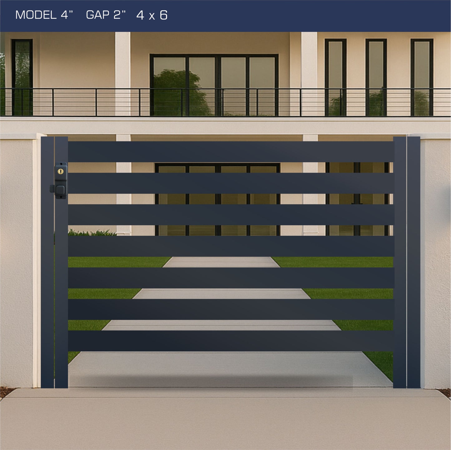 Gate - Aluminum Horizontal Fences - 4" Slat Design