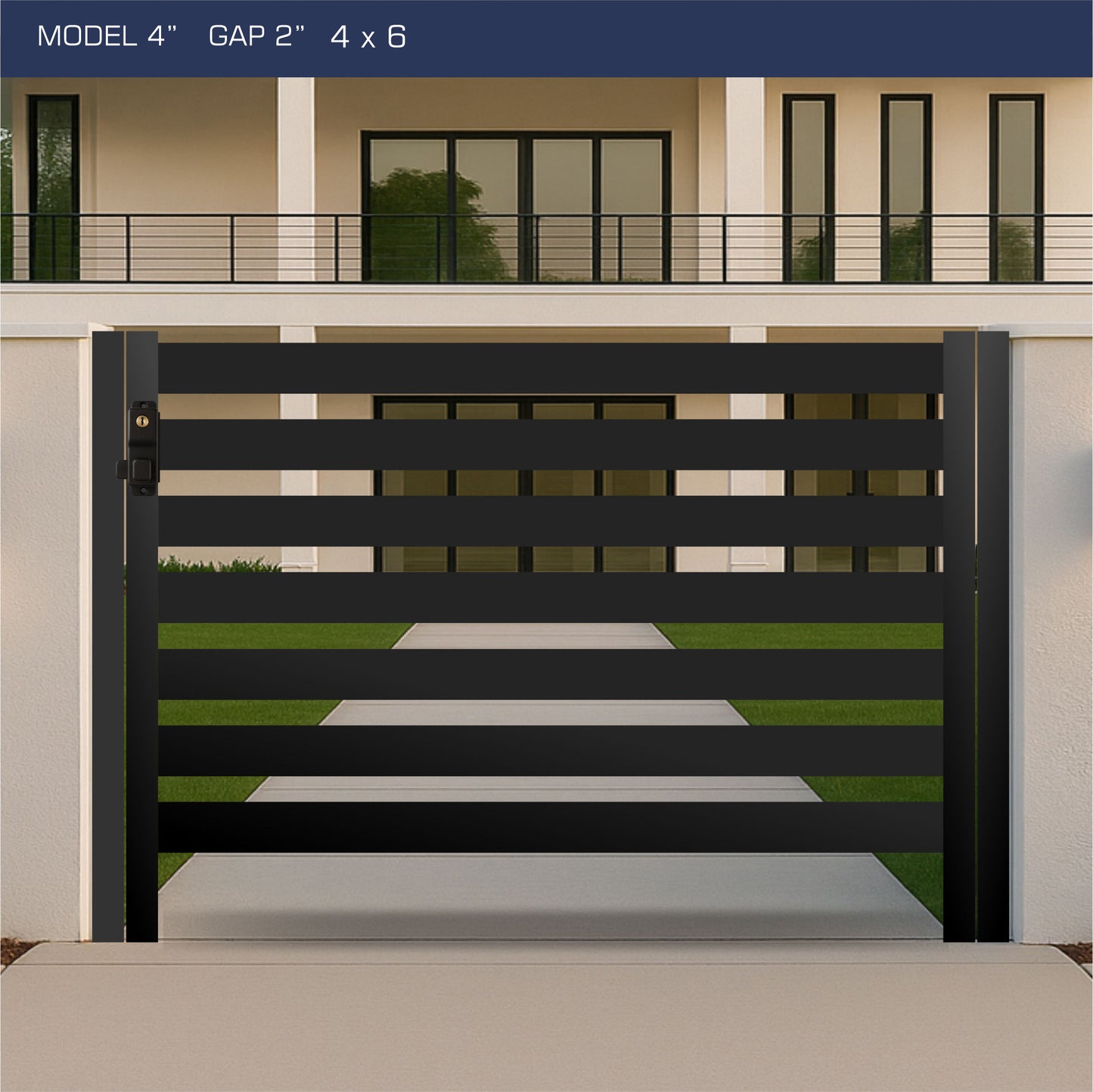 Gate - Aluminum Horizontal Fences - 4" Slat Design