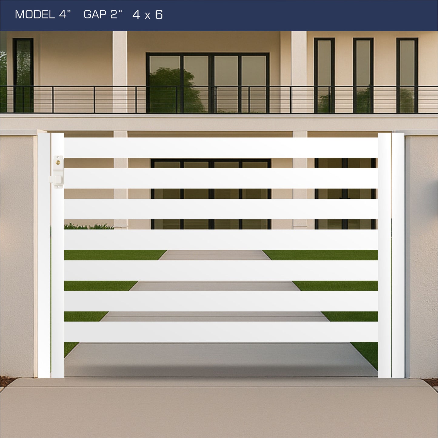 Gate - Aluminum Horizontal Fences - 4" Slat Design