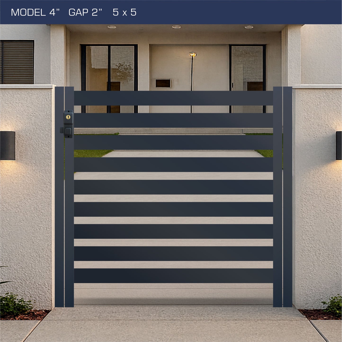 Gate - Aluminum Horizontal Fences - 4" Slat Design