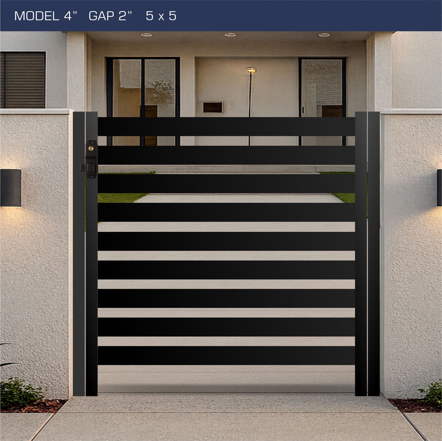 Gate - Aluminum Horizontal Fences - 4" Slat Design