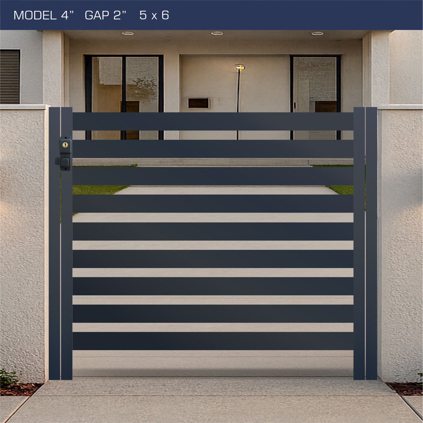 Gate - Aluminum Horizontal Fences - 4" Slat Design