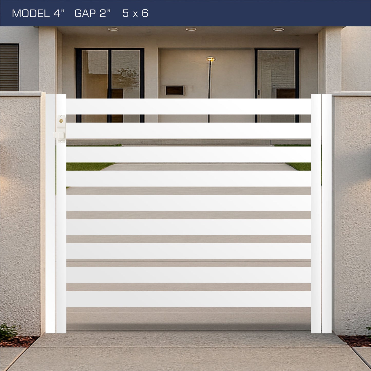 Gate - Aluminum Horizontal Fences - 4" Slat Design