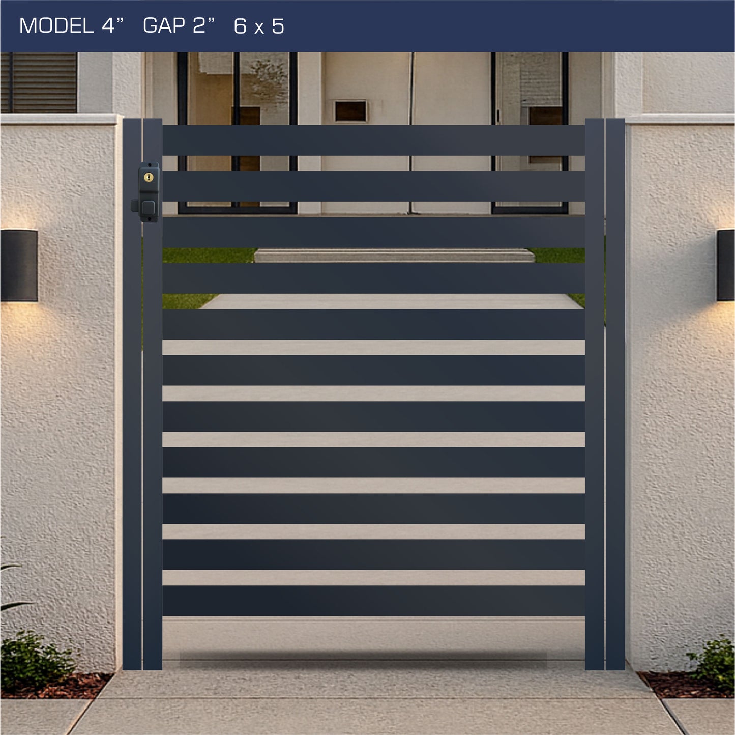 Gate - Aluminum Horizontal Fences - 4" Slat Design