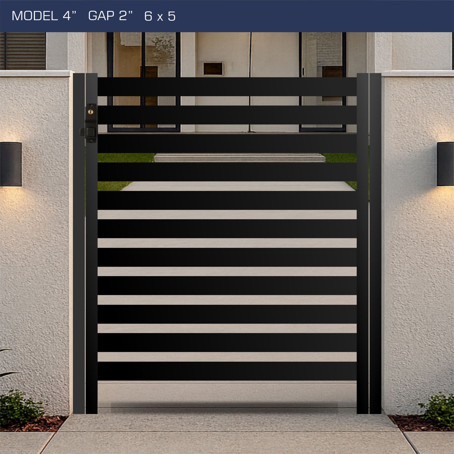 Gate - Aluminum Horizontal Fences - 4" Slat Design