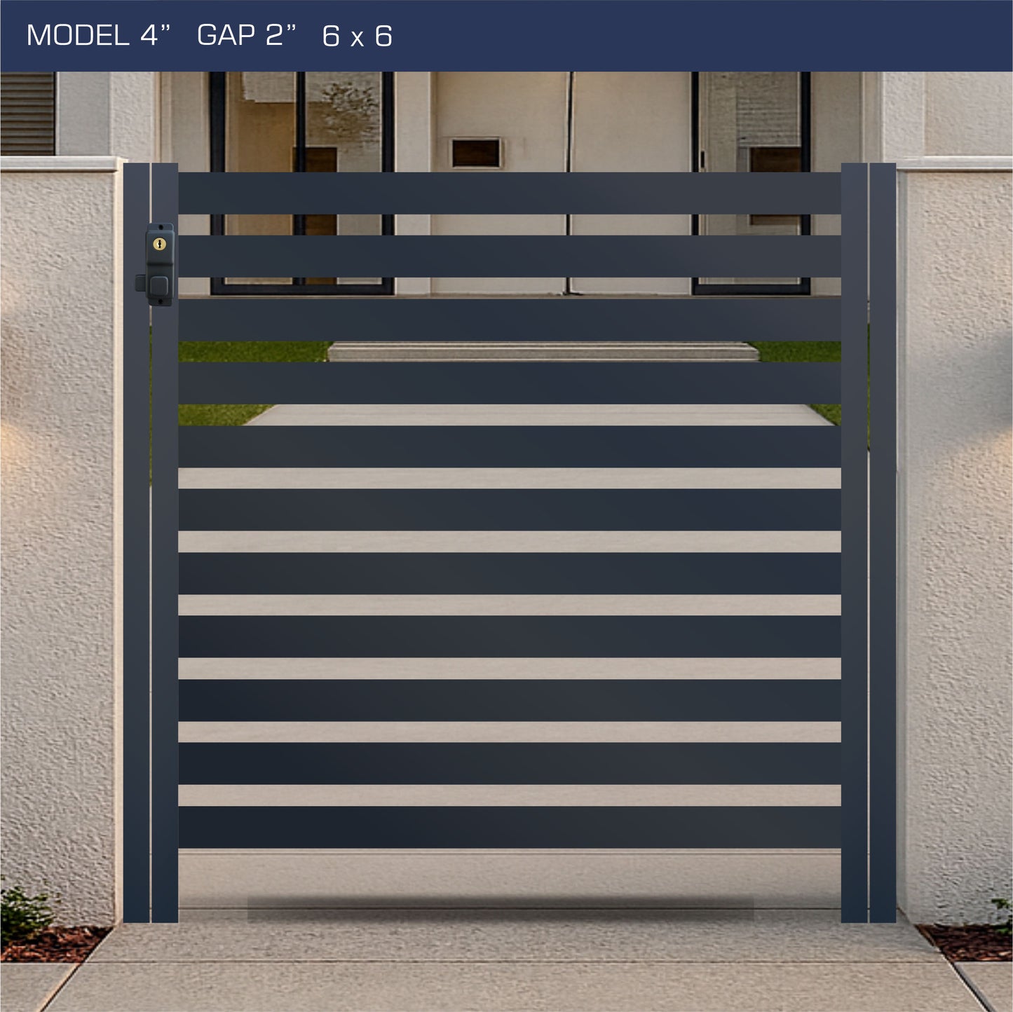 Gate - Aluminum Horizontal Fences - 4" Slat Design