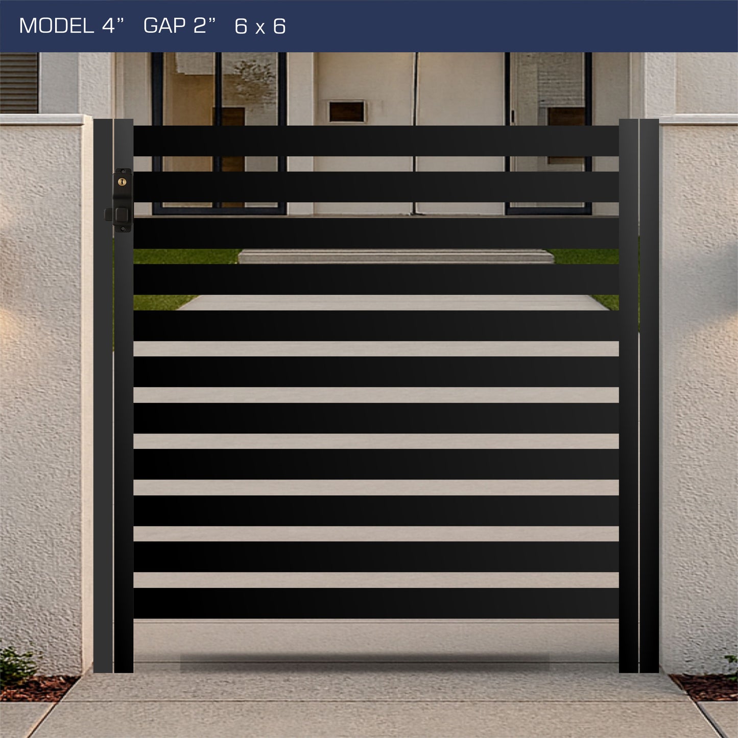 Gate - Aluminum Horizontal Fences - 4" Slat Design