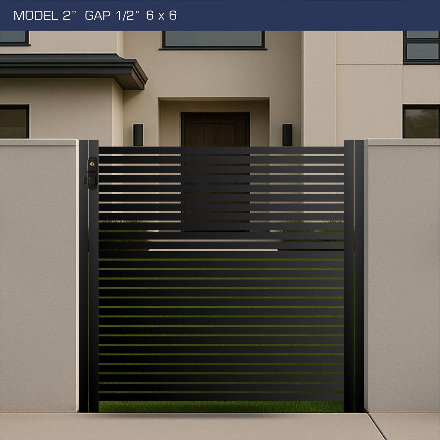 Gate - Aluminum Horizontal Fences - 2" Slat Design