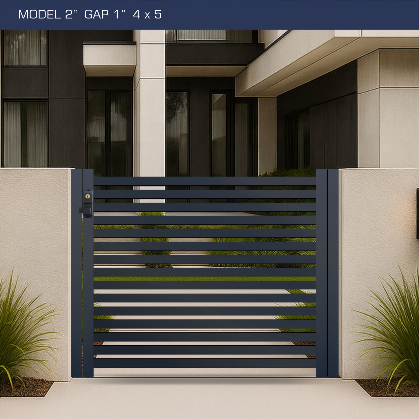 Gate - Aluminum Horizontal Fences - 2" Slat Design