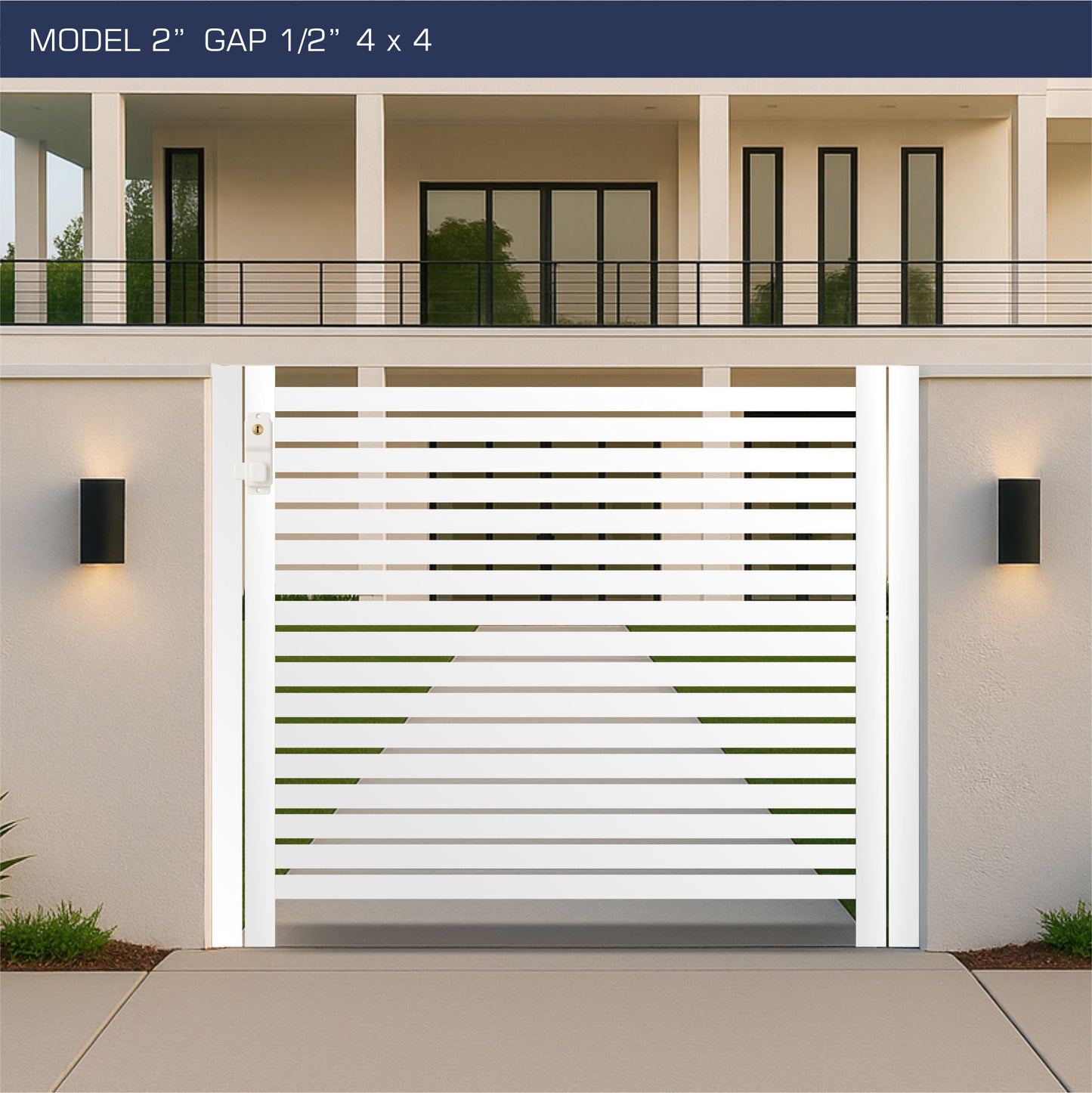 Gate - Aluminum Horizontal Fences - 2" Slat Design