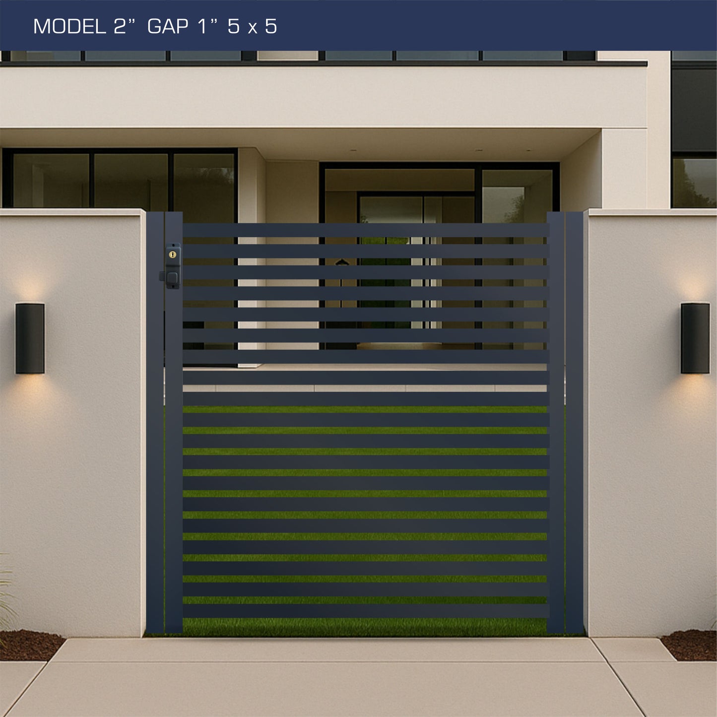 Gate - Aluminum Horizontal Fences - 2" Slat Design