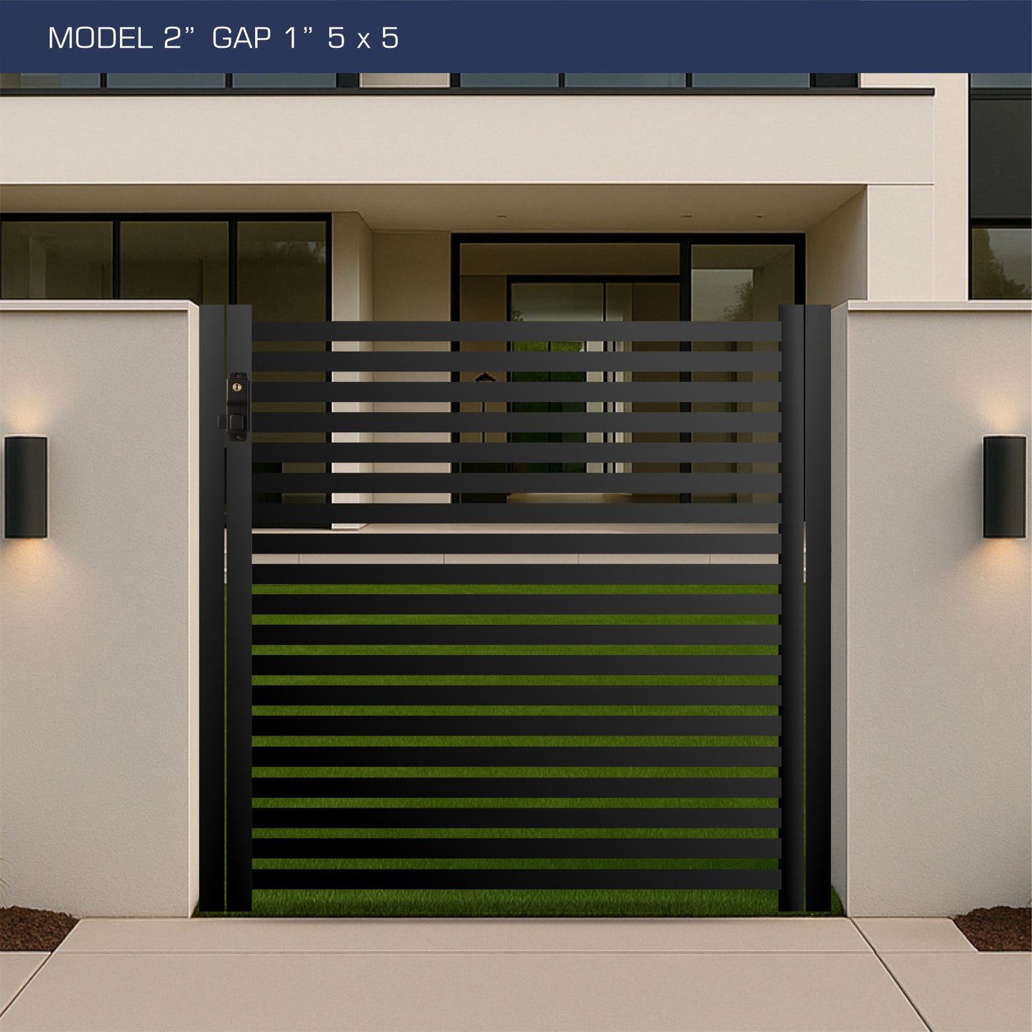 Gate - Aluminum Horizontal Fences - 2" Slat Design